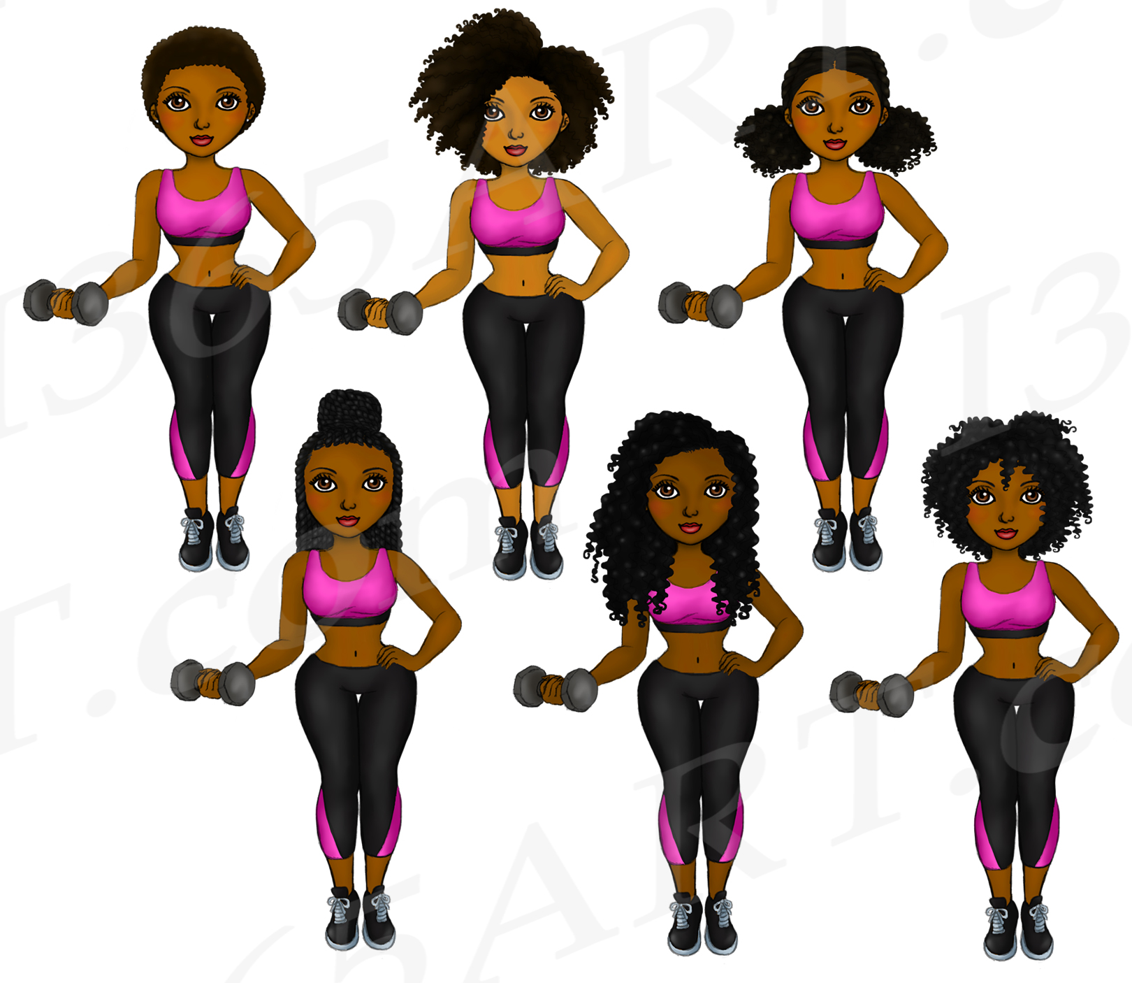 Download Natural Hair Black Fitness Girls Clipart Workout Fashion ...