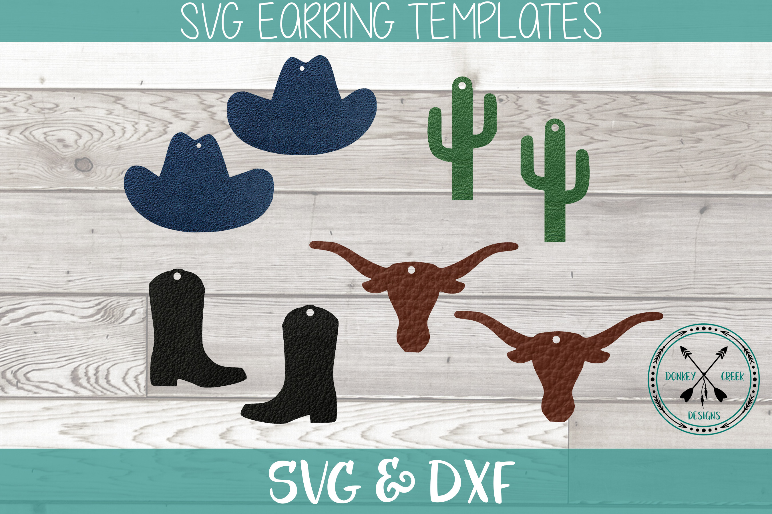 Western Earring SVG for Faux Leather Sheets (302306) | Cut Files