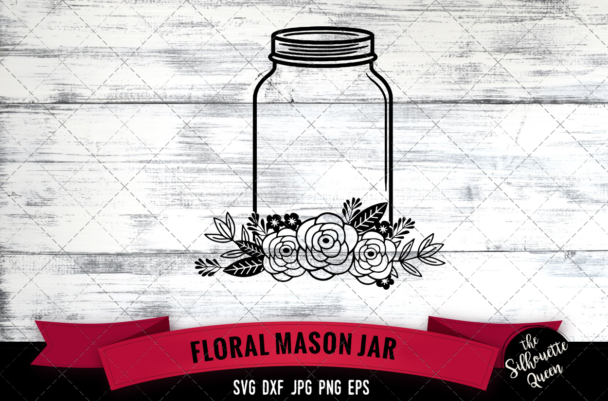Download Floral Mason Jar Svg Cut File (405220) | SVGs | Design Bundles