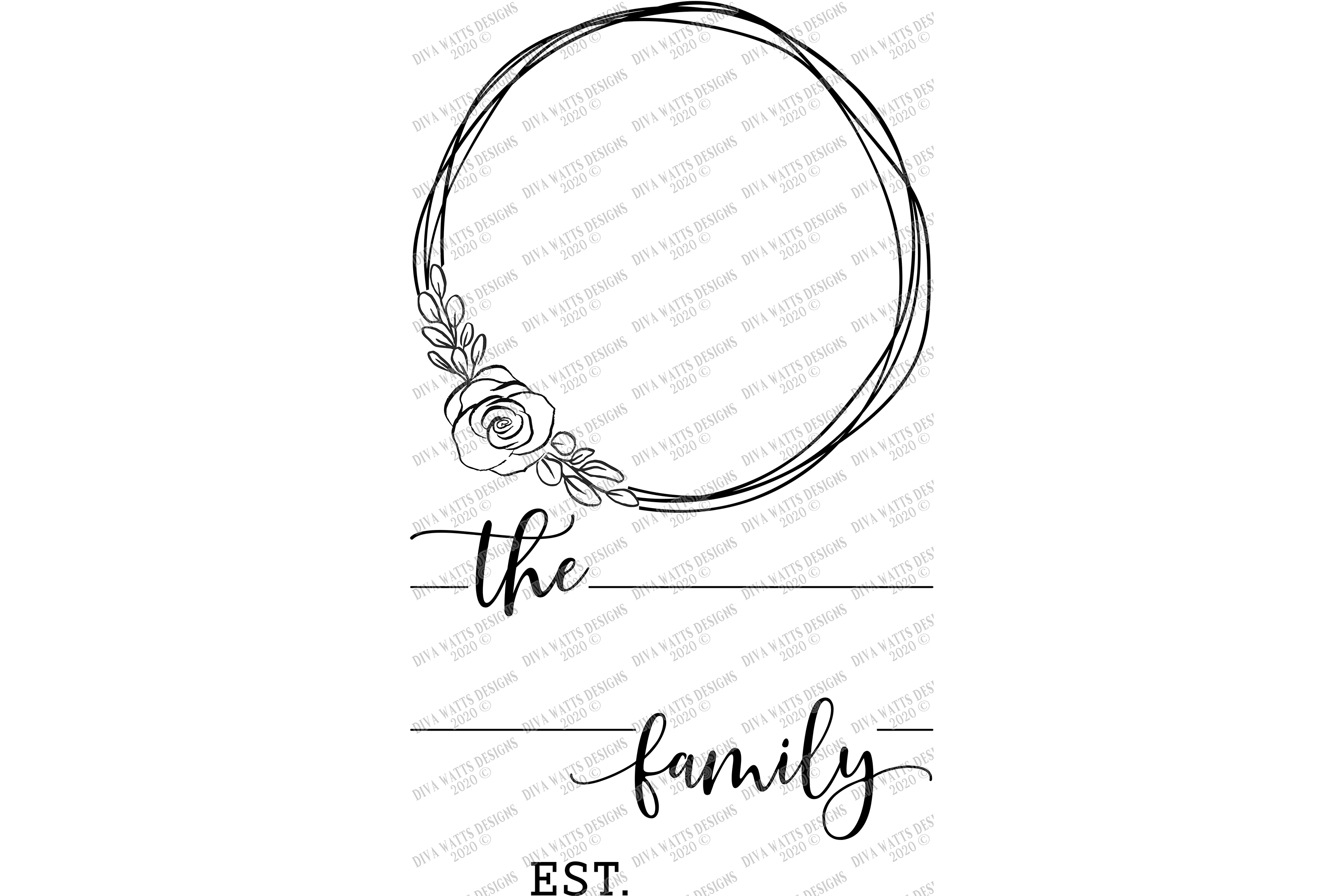 Download Monogram Floral Family Wreath - Roses - Customize - SVG PNG