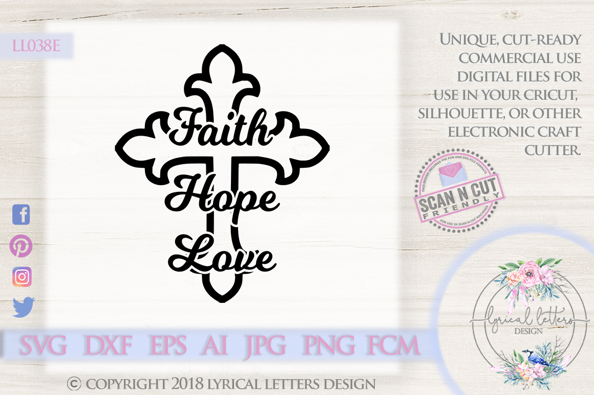 Download Faith Hope Love Cross SVG DXF FCM LL038E
