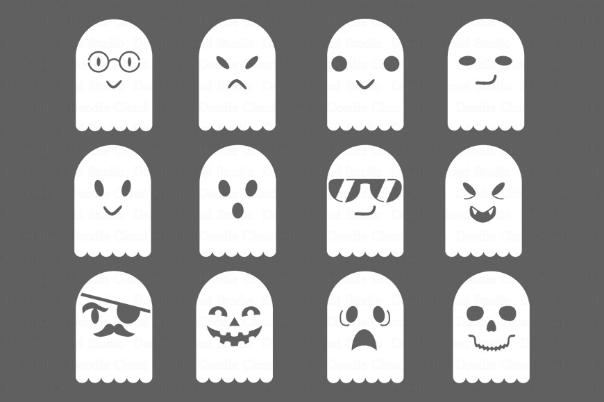 Download Ghosts SVG files for Silhouette Cameo and Cricut. Cute Ghosts clipart PNG transparent included.