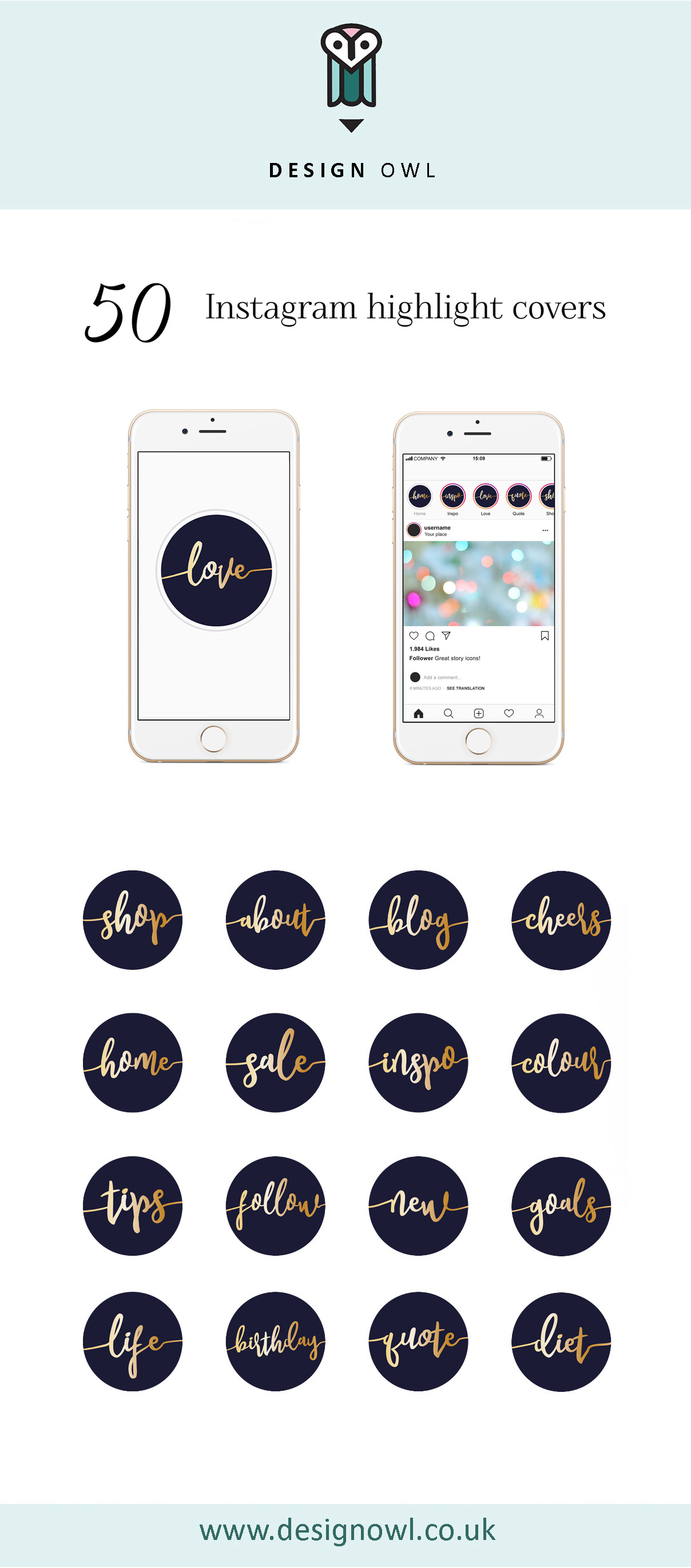 Instagram Highlight Covers Gold Script On Navy 239127 Instagram 