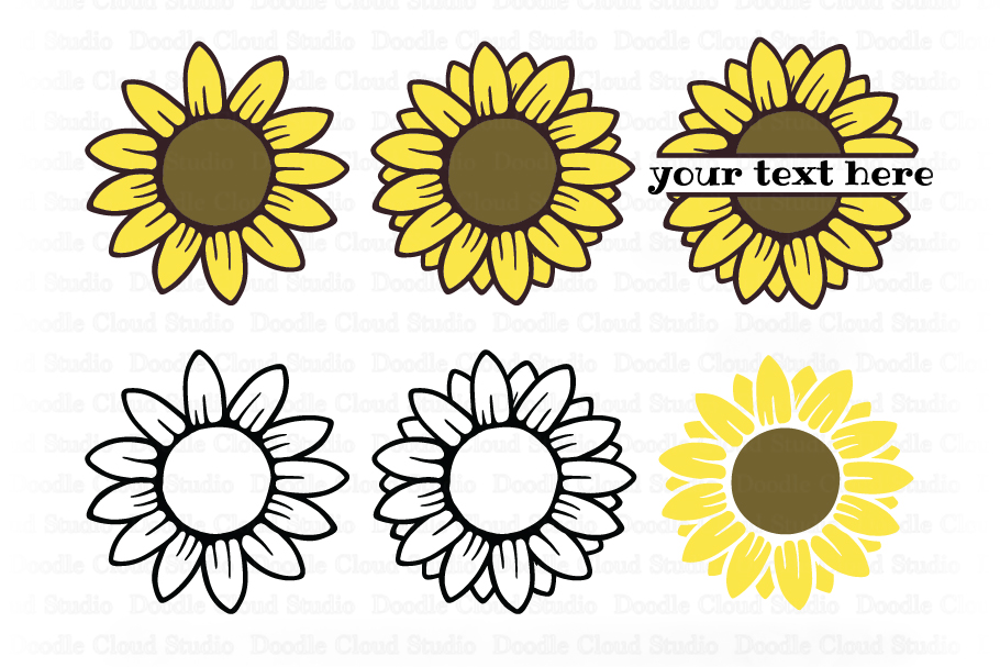 Download Sunflower SVG, Sunflower Monogram, Split Monogram, Clipart.