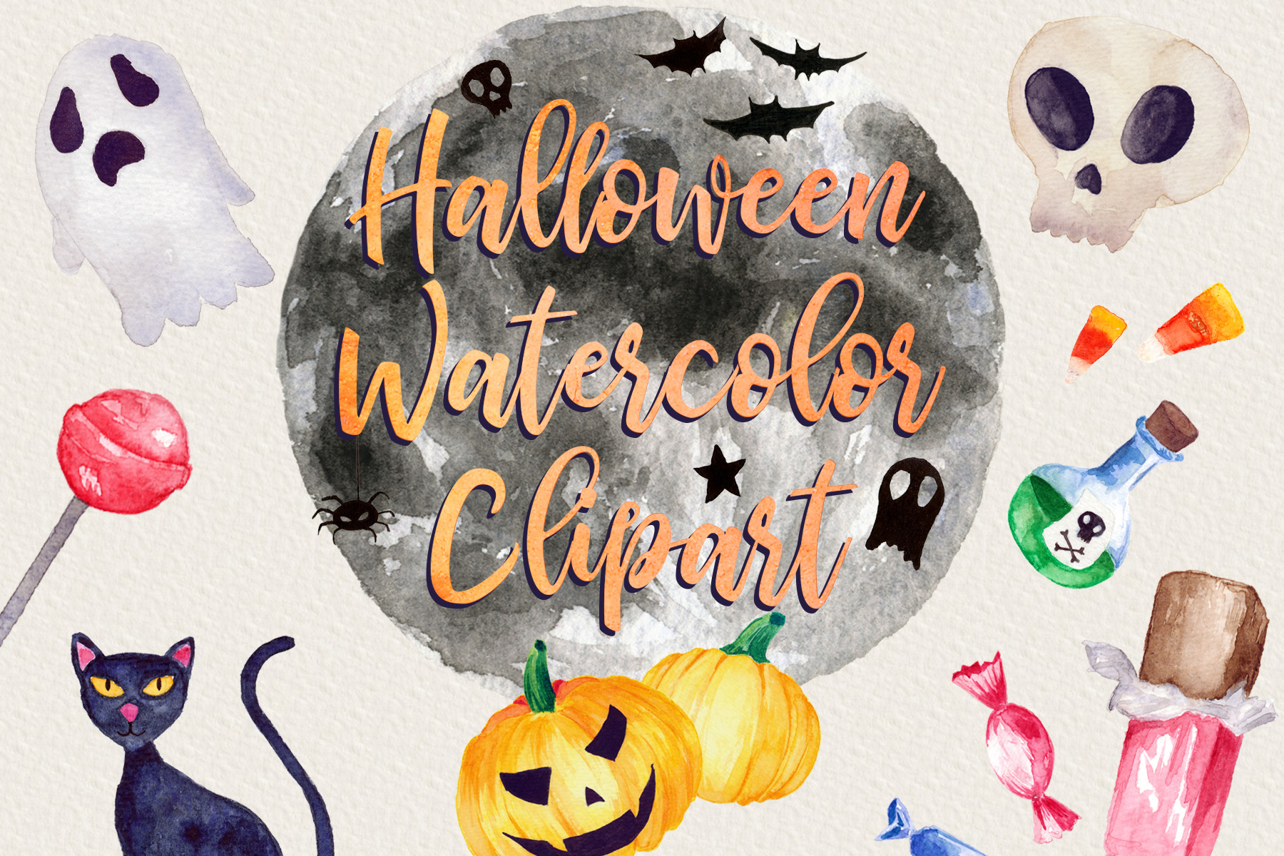 Download Halloween Watercolor Clip Art Pack With Svg Vector Versions