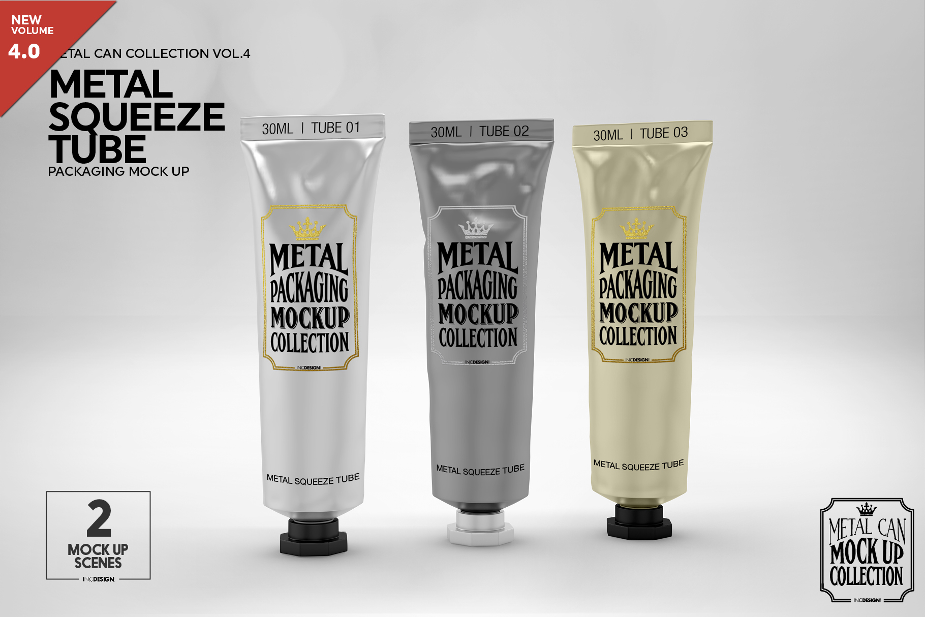 Download Metal Squeeze Tube Packaging Mockup