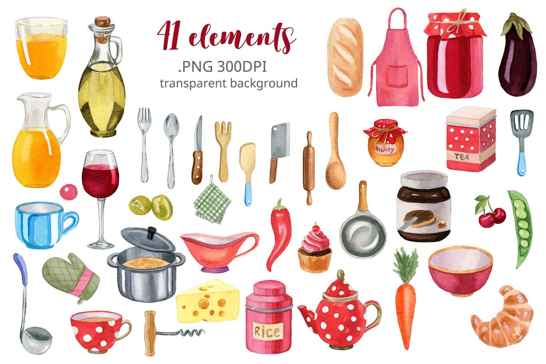 Watercolor Kitchen Accessories Set