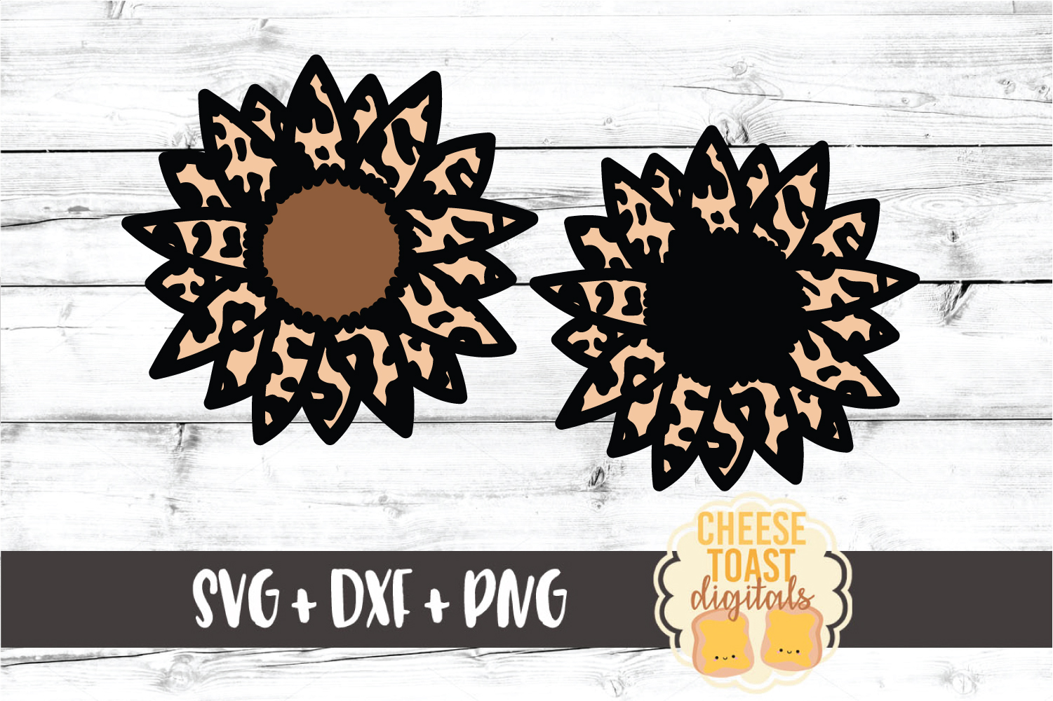 Leopard Print Sunflower - Flowers SVG PNG DXF Cut File
