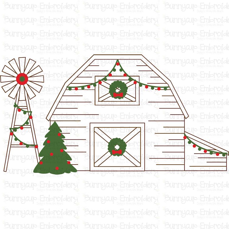 Christmas Farm Barn - SVG, Clipart, Printable