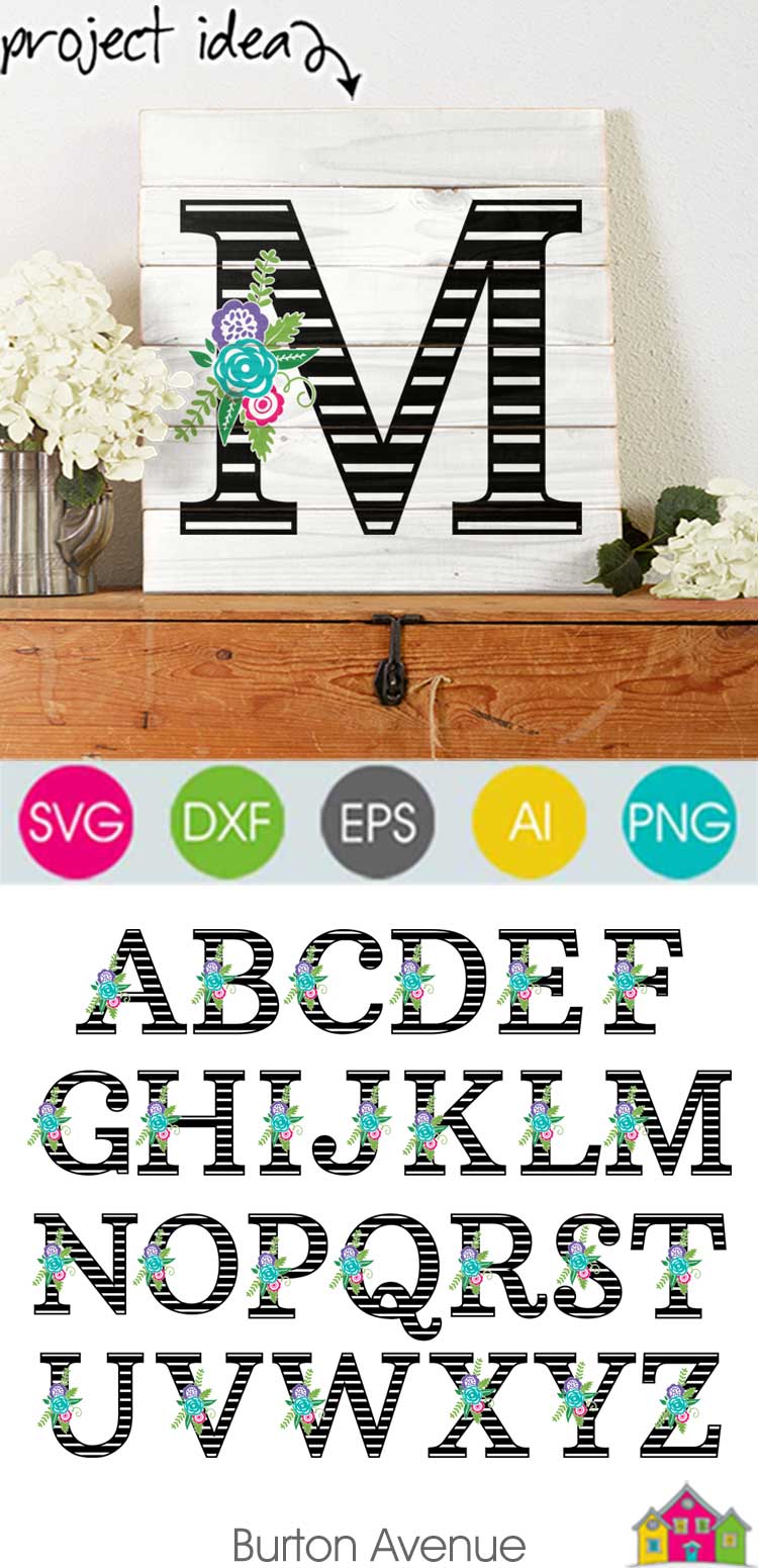 Download A-Z Striped Floral Letters SVG Bundle (335096) | SVGs ...