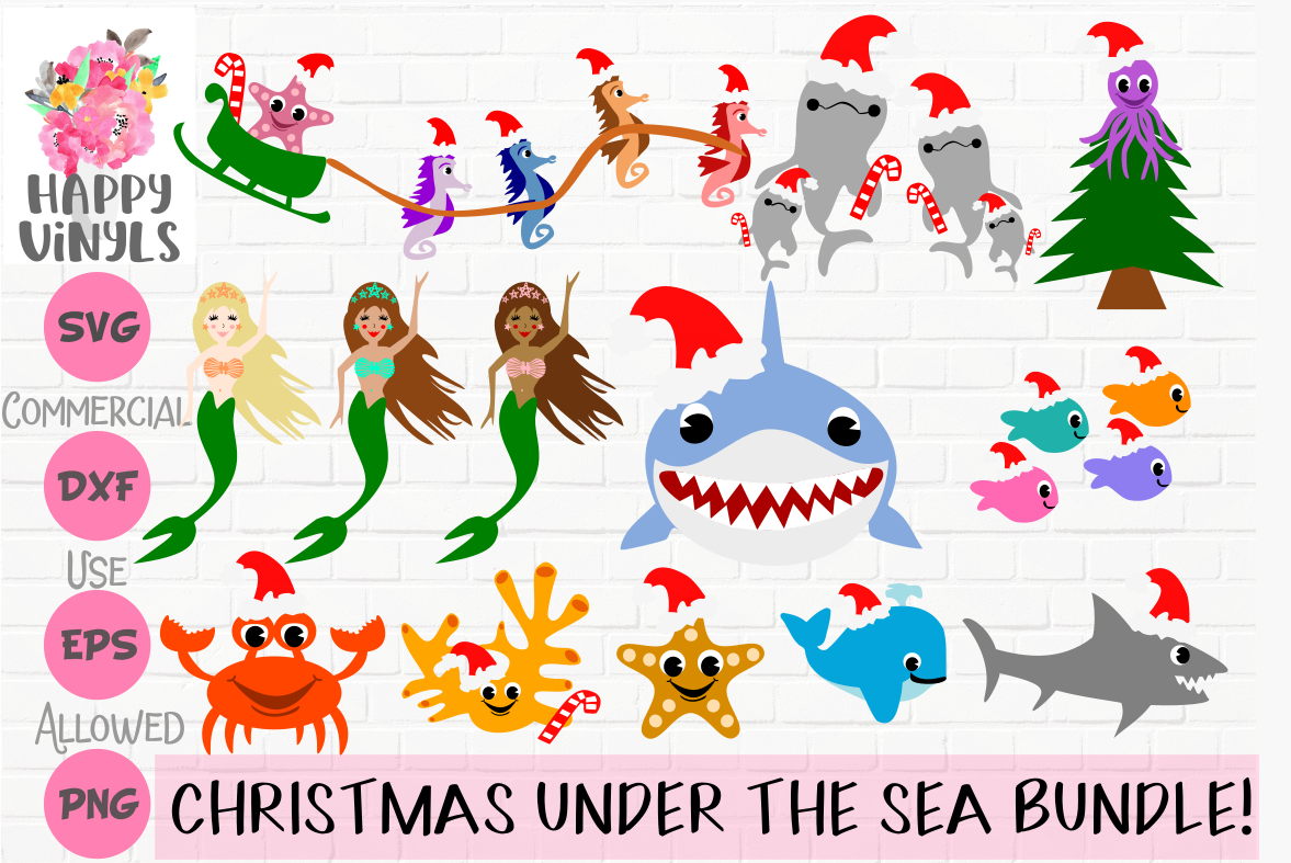 Christmas Under The Sea Bundle! Mermaids, Sharks, Much More!