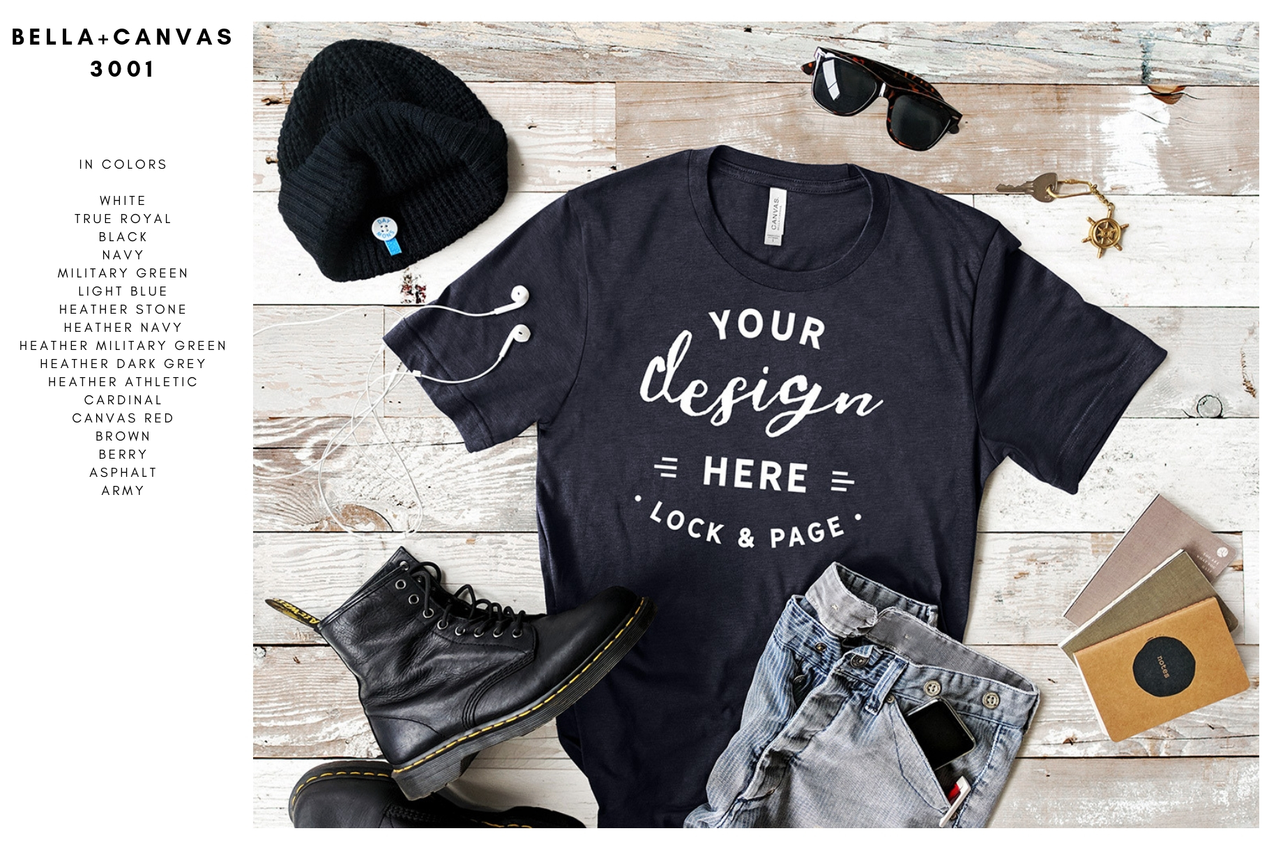 Download Men's Bella Canvas 3001 Masculine T-Shirt Mockup Mega Bundle