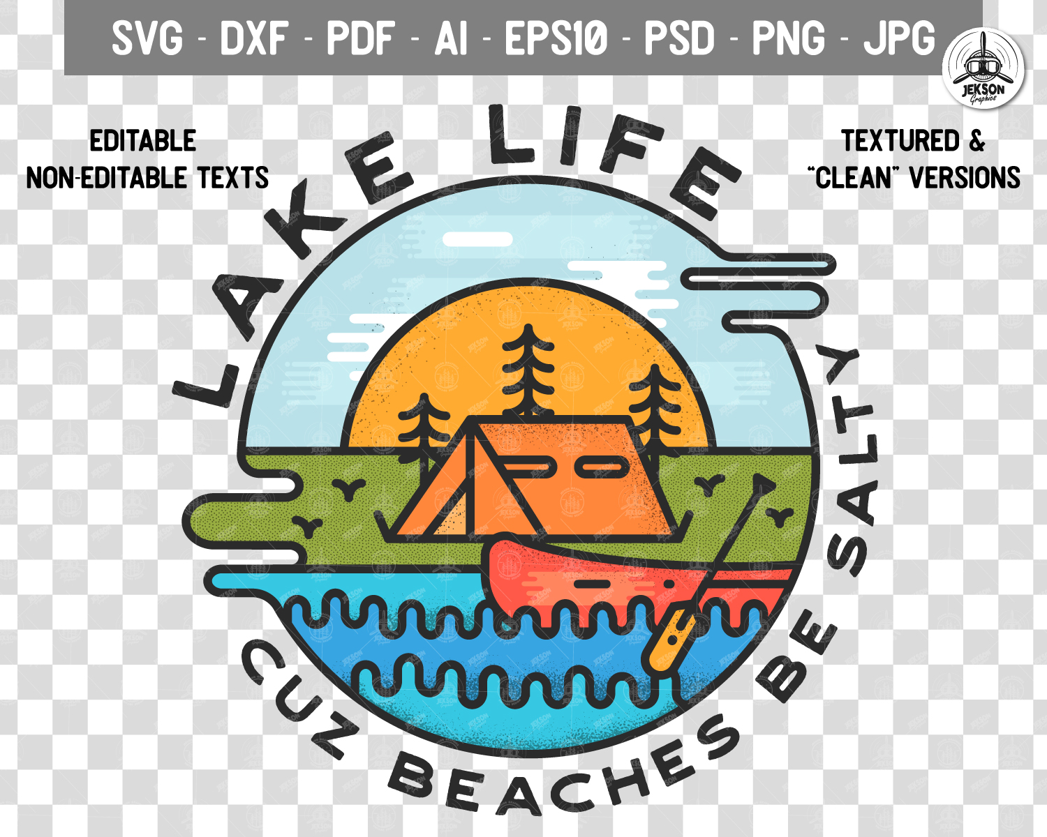 Lake Life Logo, Adventure Badge Retro Camp Patch SVG Sticker