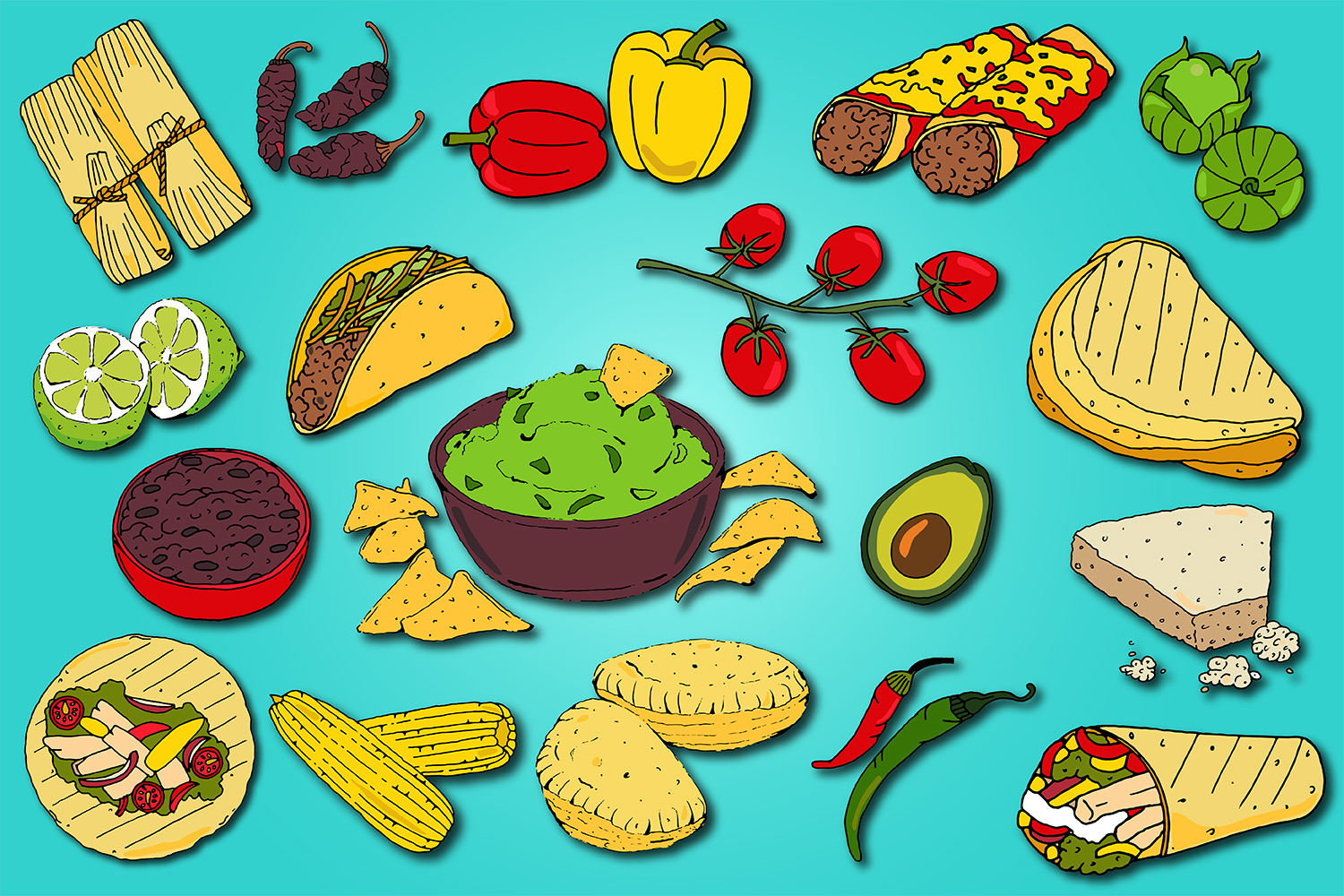 Mexican Food Illustrations Graphic Clipart Bundle