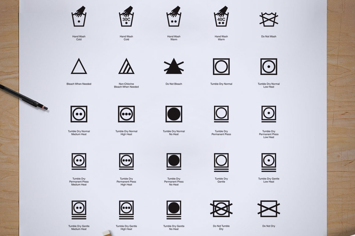 95 Fabric Wash Care Icon/Symbol