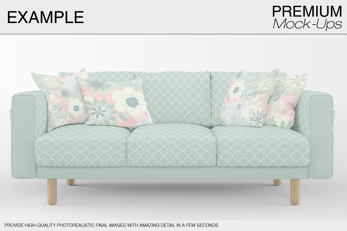 Download Sofa & Pillows Mockup Pack (51056) | Mock Ups | Design Bundles