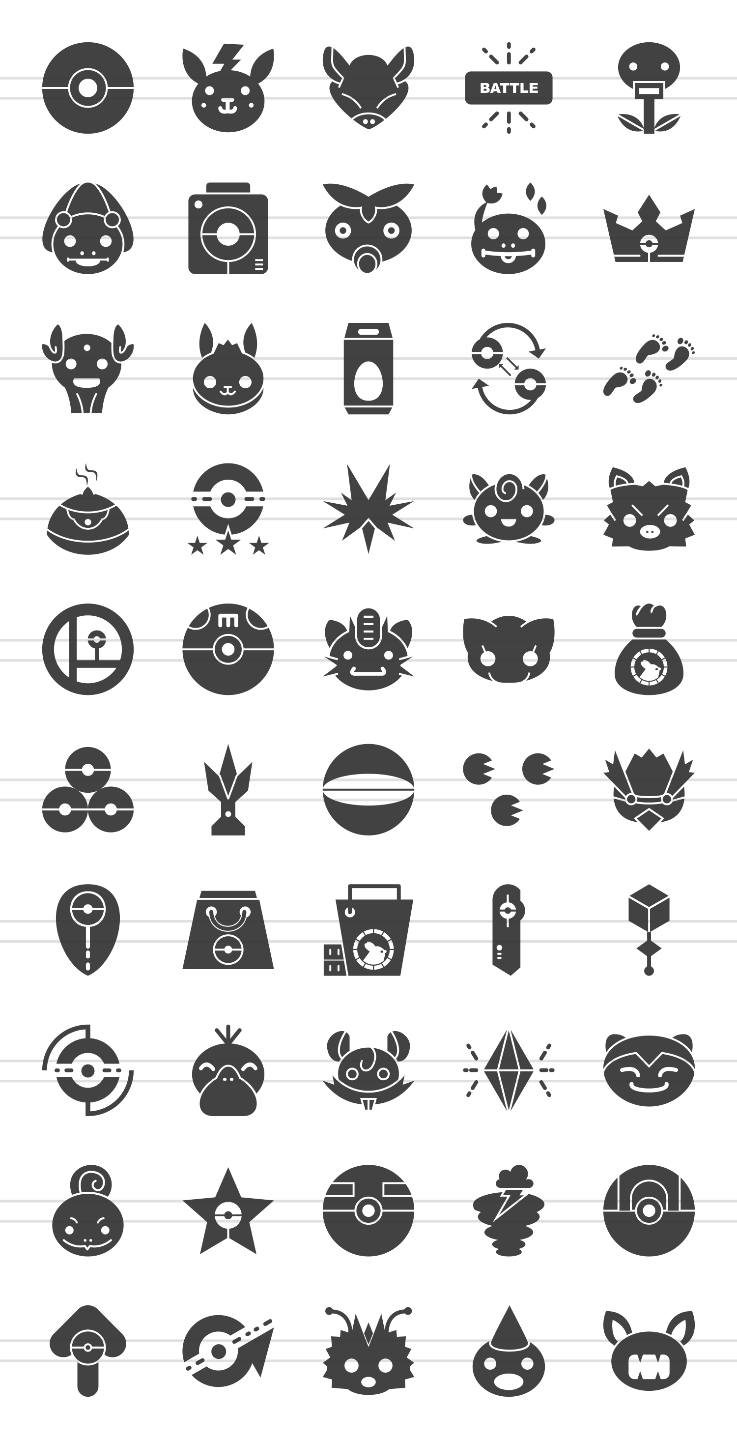 Download 50 Pokemon Go Glyph Icons (56682) | Icons | Design Bundles