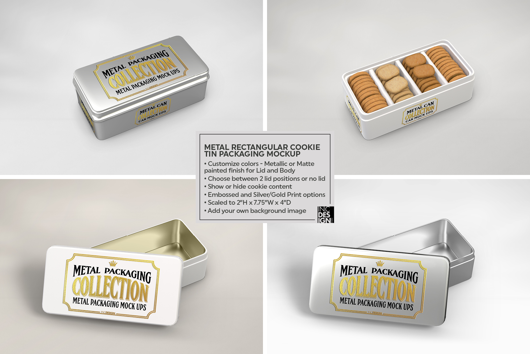 Download Metal Rectangular Cookie Tin Packaging Mockup (277189 ...