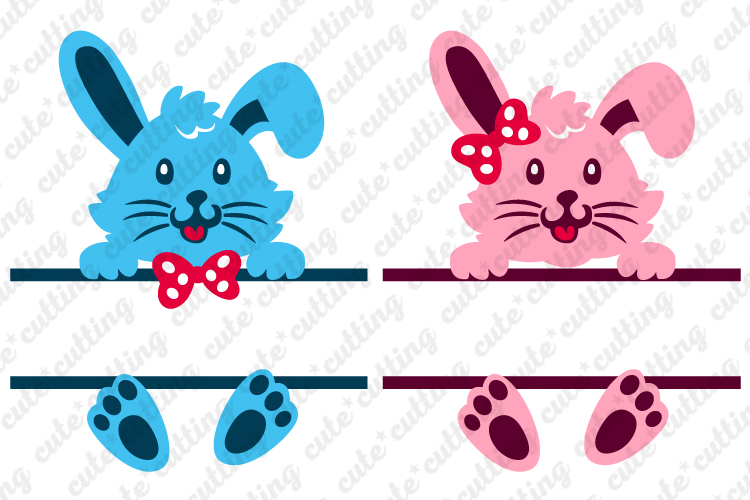Download Easter bunny, split monogram, bunny boy, bunny girl svg file