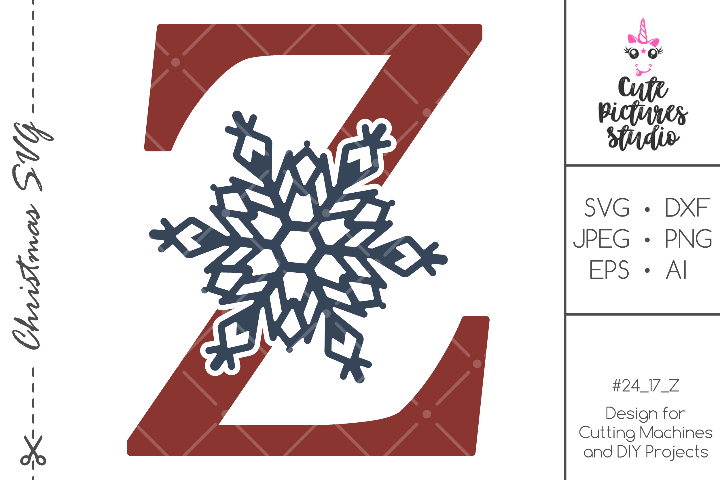 Download Christmas monogram svg. Snowflake letter 'Z' SVG, DXF, PNG