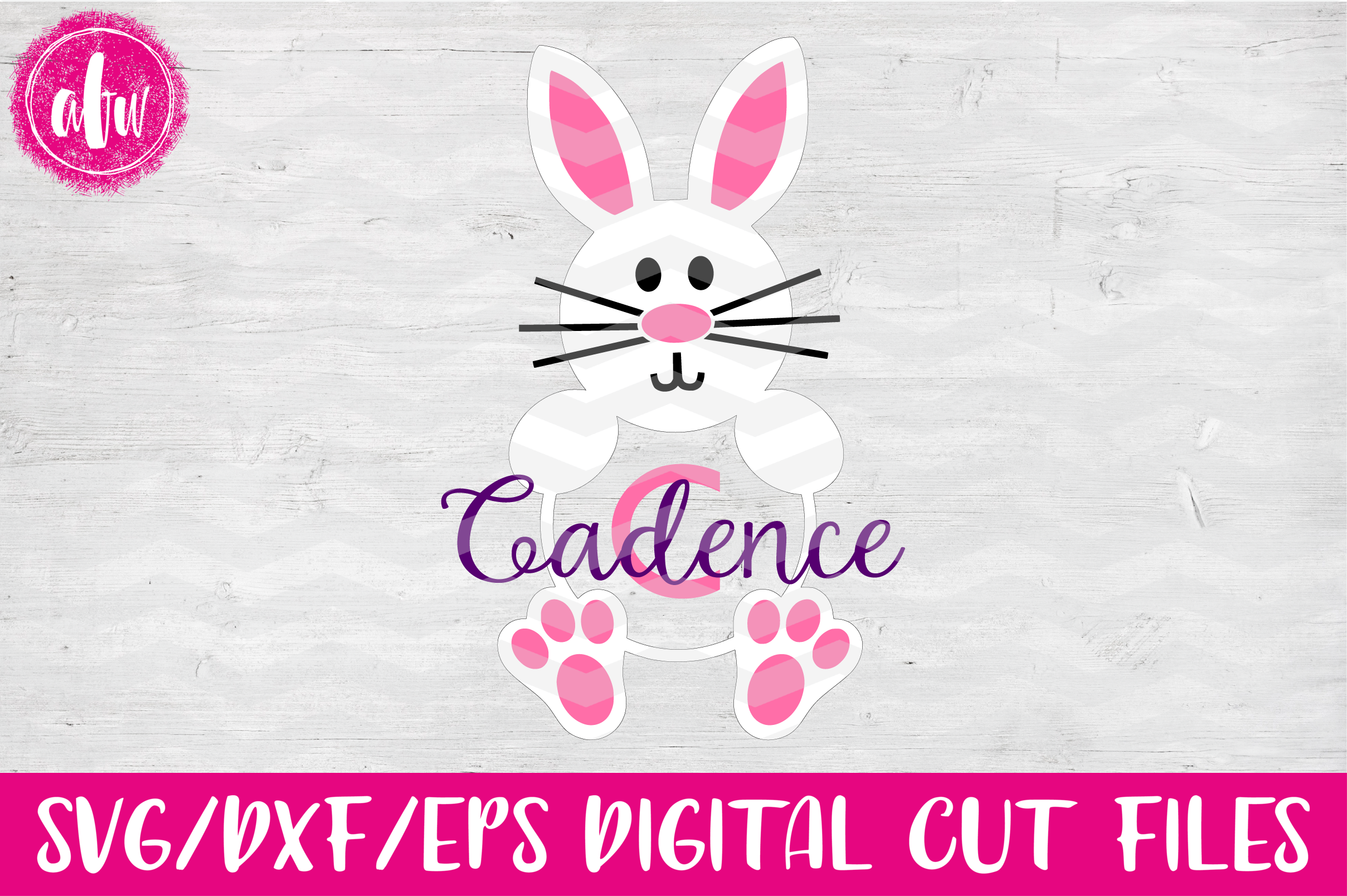 Download Monogram Bunny - SVG, DXF, EPS Cut File