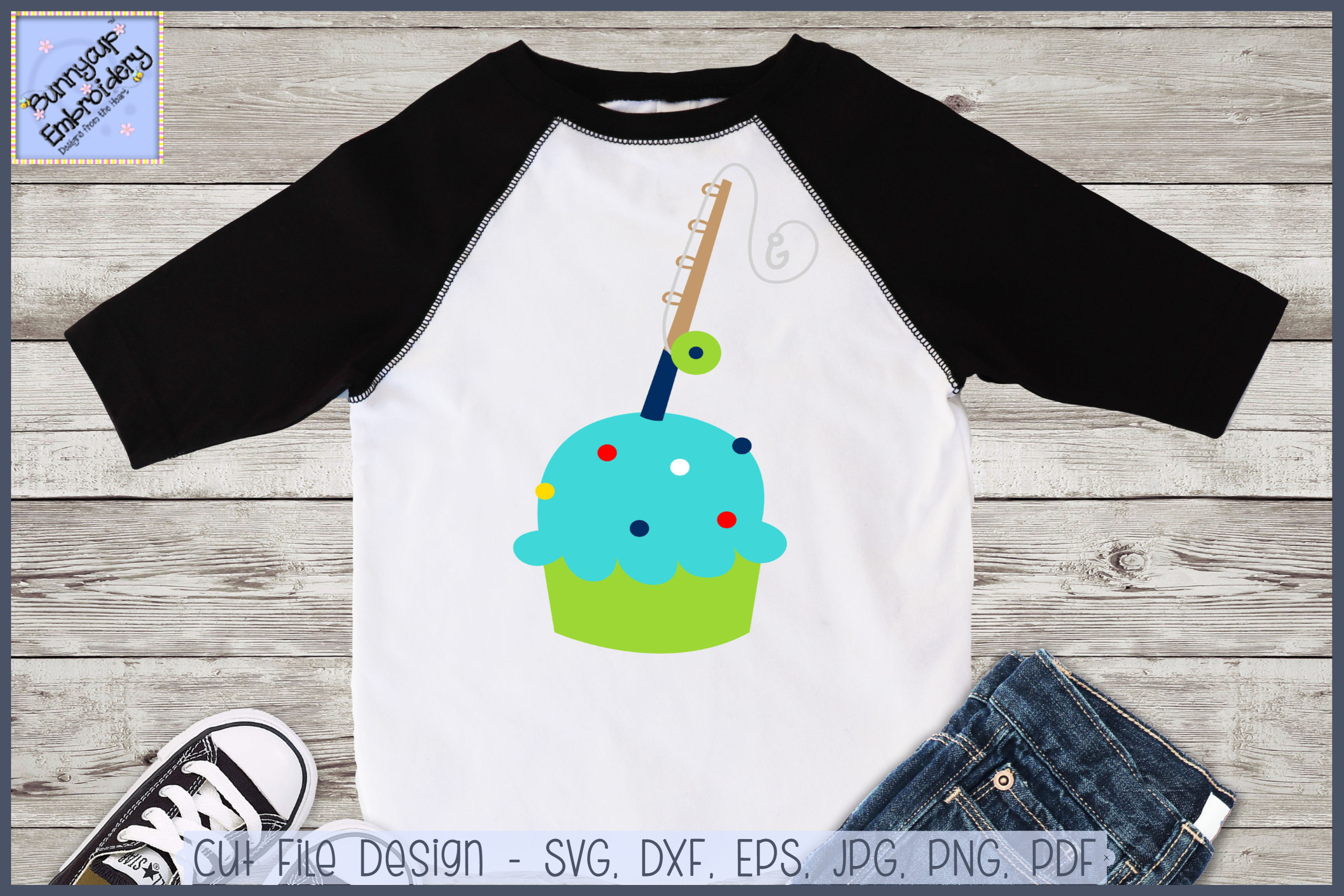 Download Boy Fishing Cupcake SVG and Clipart