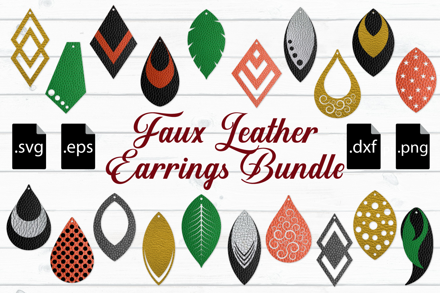 Faux Leather Earrings Bundle SVG, EPS, DXF, PNG (99717) SVGs Design