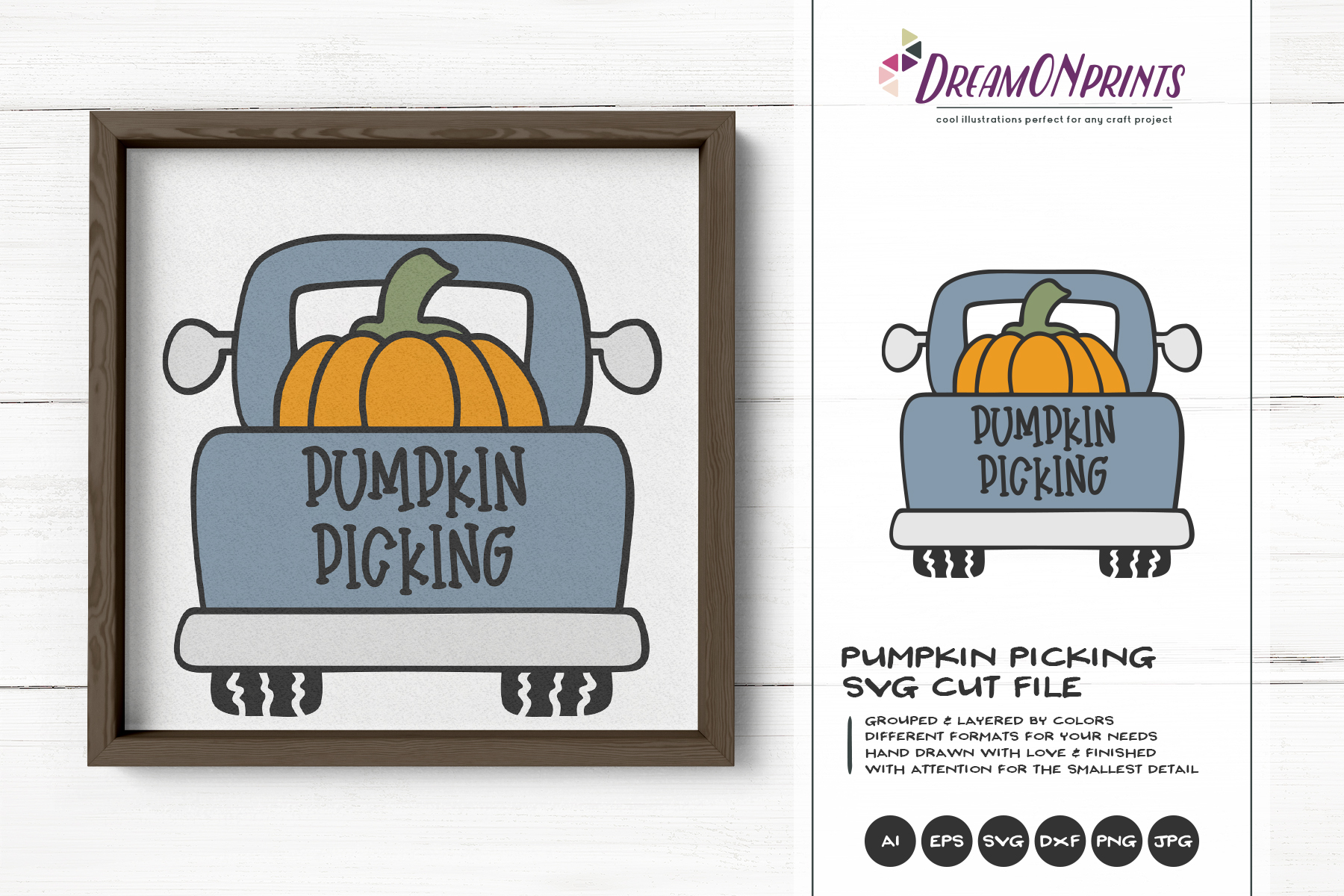 Pumpkin Picking | Fall SVG | Truck with Pumpkins (325844