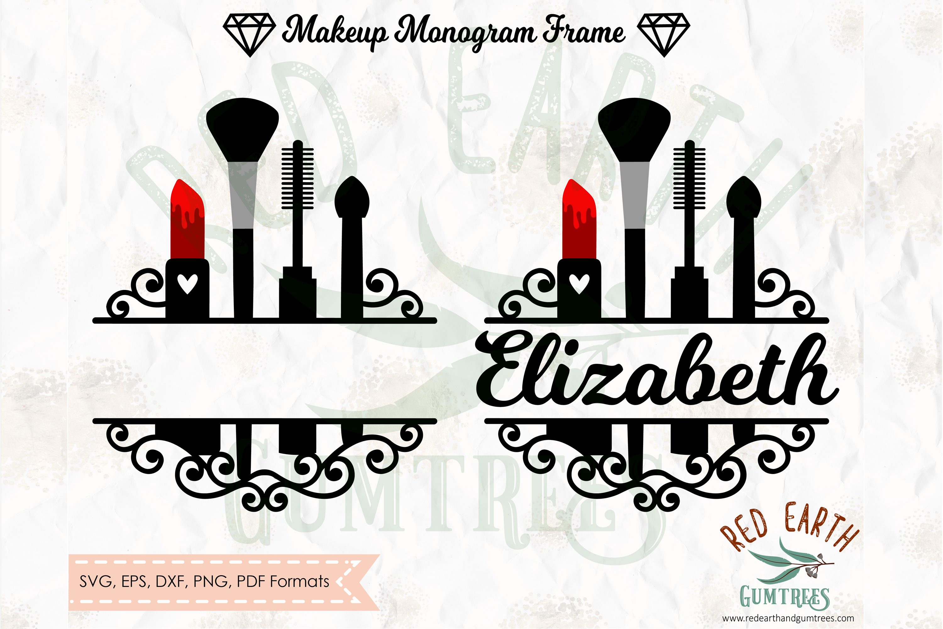 Makeup beauty glamour split monogram frame SVG,PNG,DXF,EPS ...