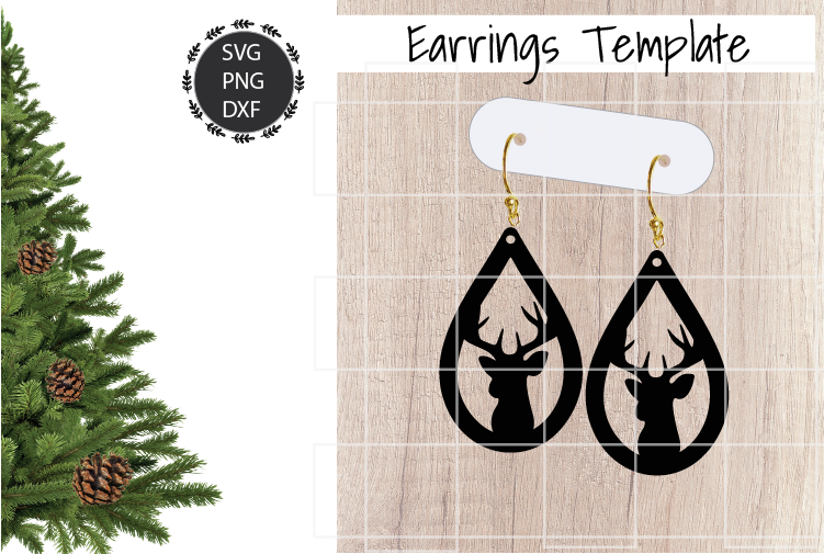 Download Christmas Earrings Svg, Deer Earrings Svg, Teardrop Svg