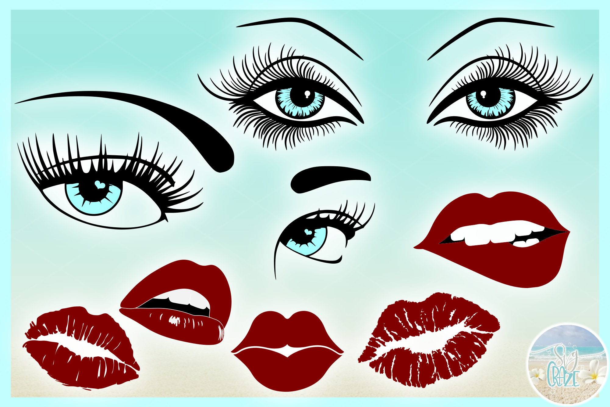 Download Eyelashes Lashes Eyes Eyebrow Lips Bundle SVG (113038 ...