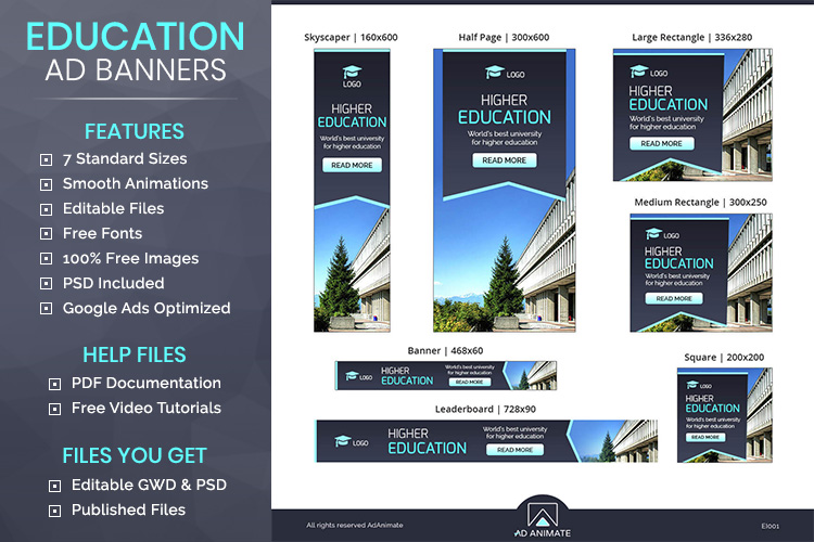 Higher Education Animated Banner Ad Template - EI001 ...