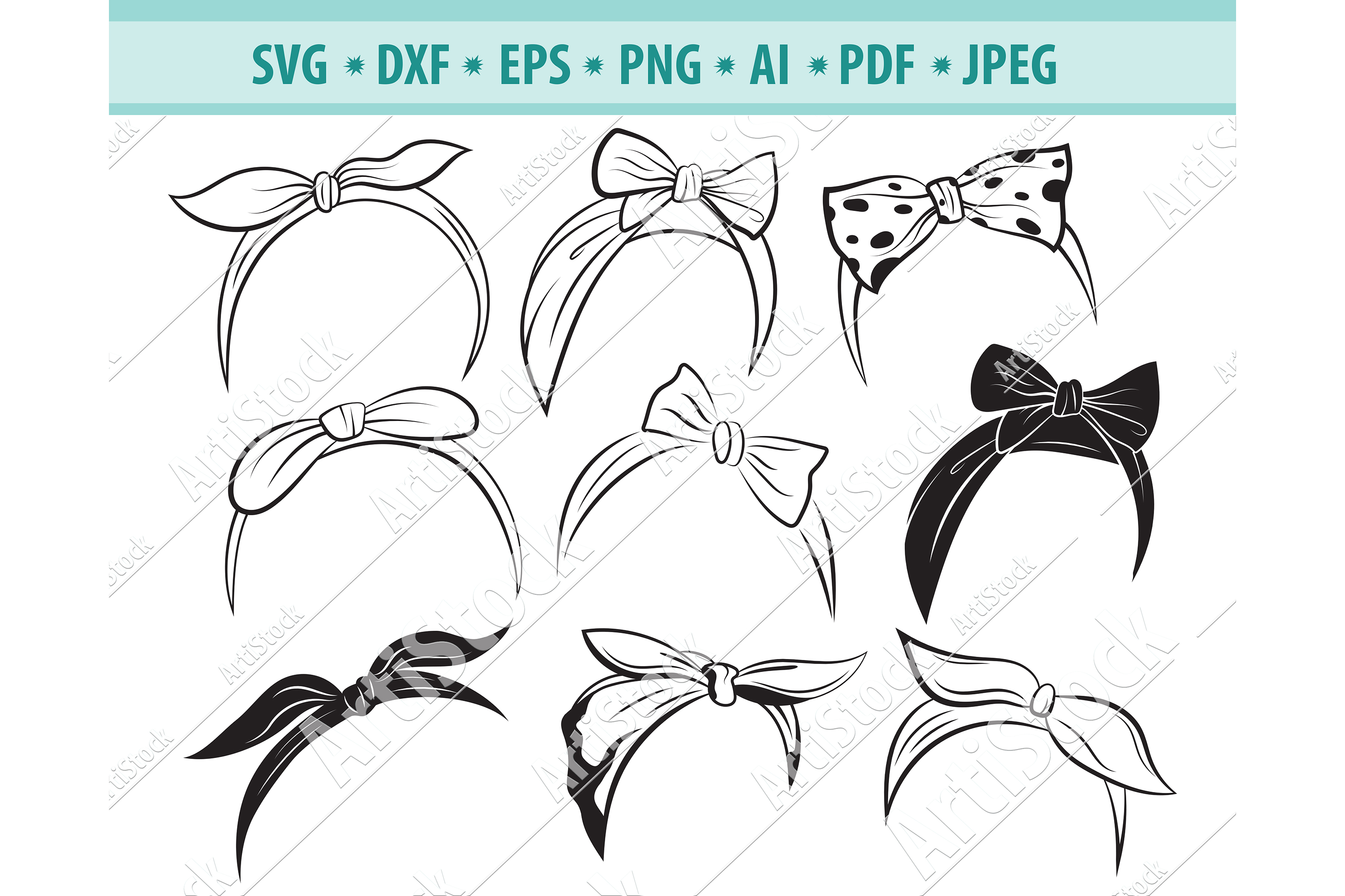 Bandanas Svg, Retro headband svg, Cheetah Svg, Dxf, Png, Eps (429476