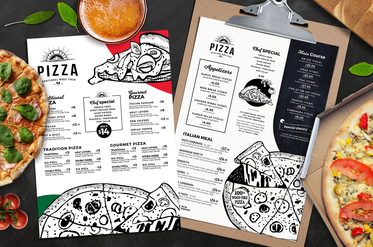 A4 Pizza Menu Templates