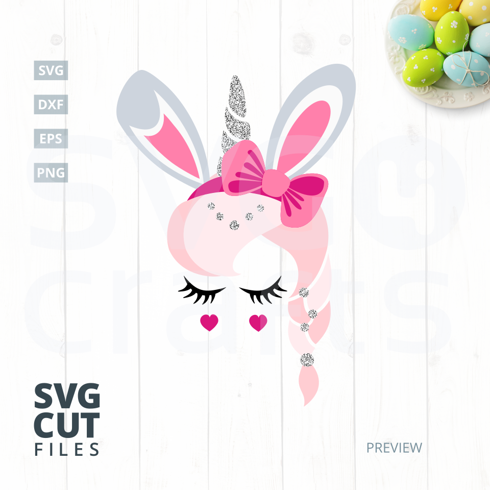 Bunny Unicorn SVG Cut File, svg, dxf,eps, png