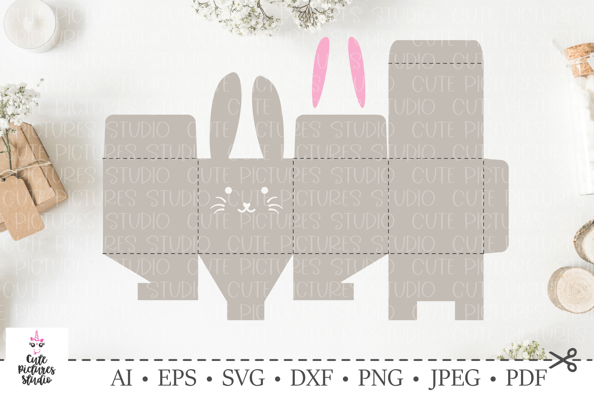 Download Easter bunny box for egg and sweets. Happy Easter SVG.
