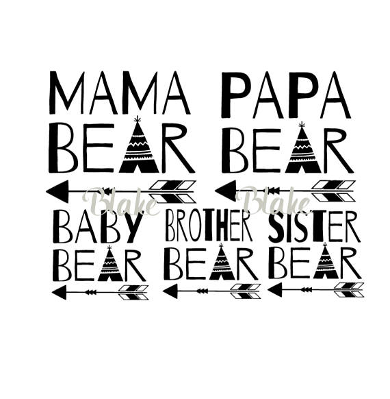 Bear Family Svg Mama Papa Baby Png Jpg Sister Bear Family Svg Mama Papa Baby Png Jpg Sister
