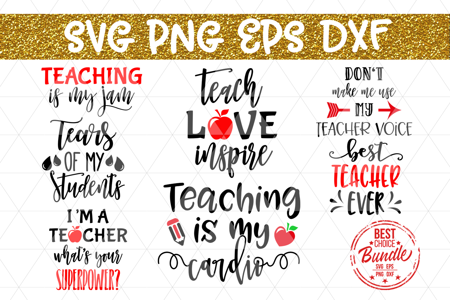 Download Teacher Bundle SVG Cut File, Teacher Gift SVG, EPS, DXF, PNG