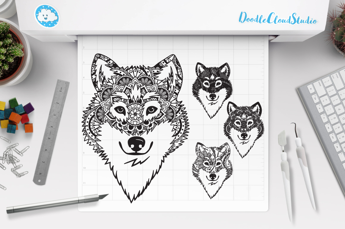 Wolf SVG, Wolf Head SVG, Wolf Mandala SVG , Wolf Clipart.