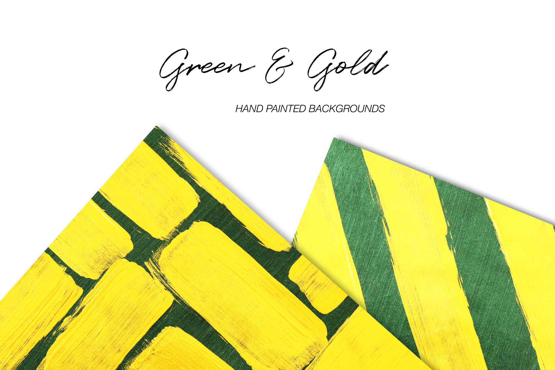 Green & Gold Abstract Backgrounds, Hand Painted Backgrounds