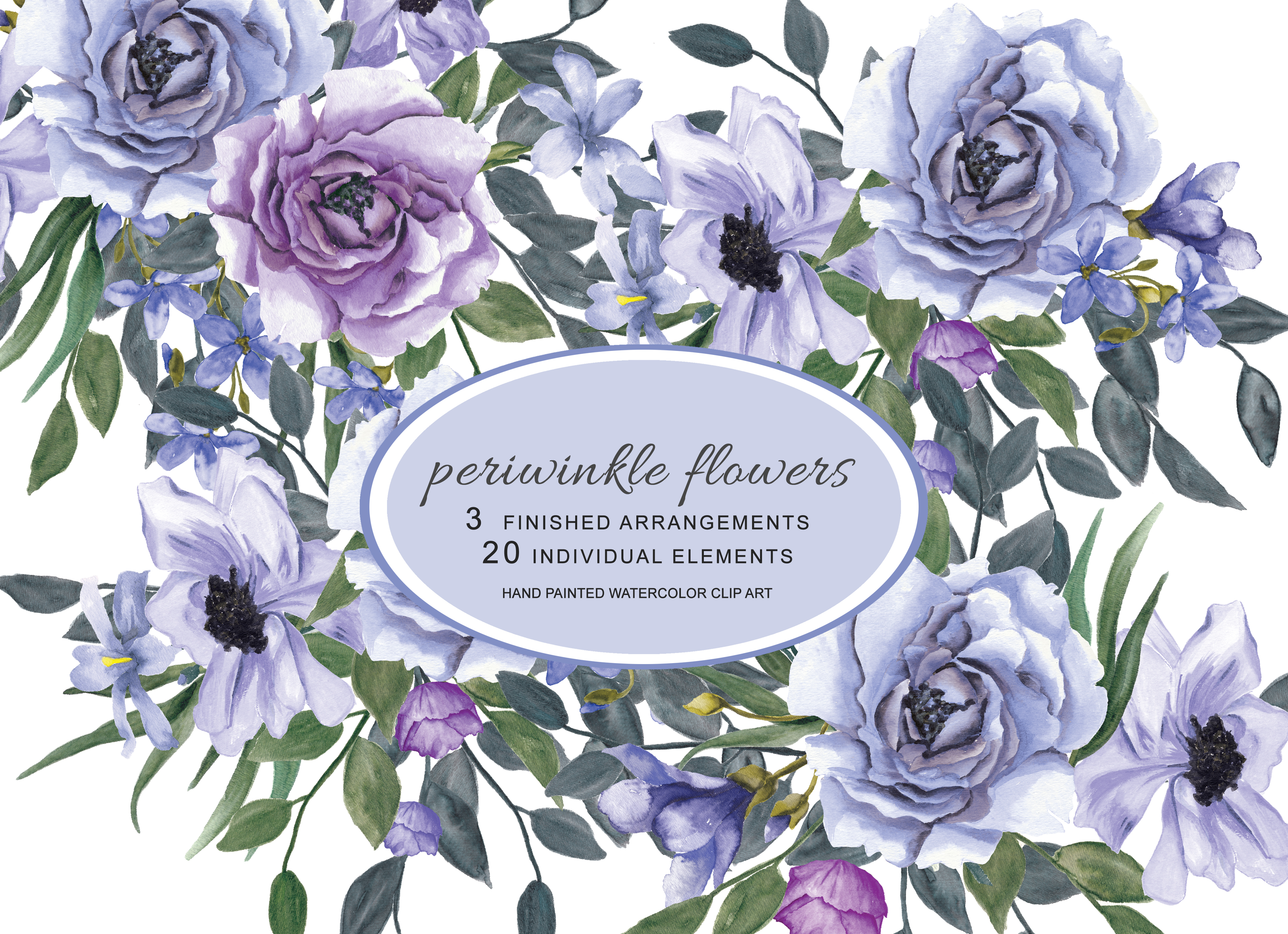 Violet Watercolor Flower Clipart Floral Arrangement Clipart