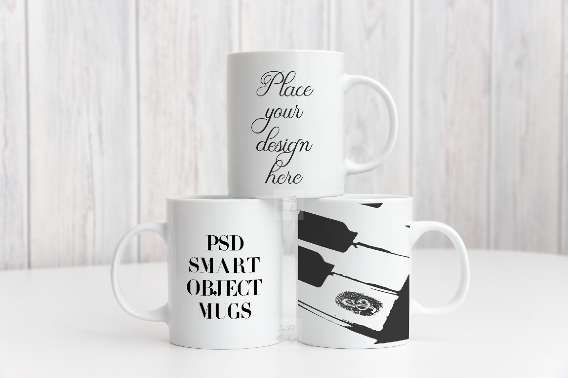 Download Three mockup mugs, white coffee mug moc | Design Bundles