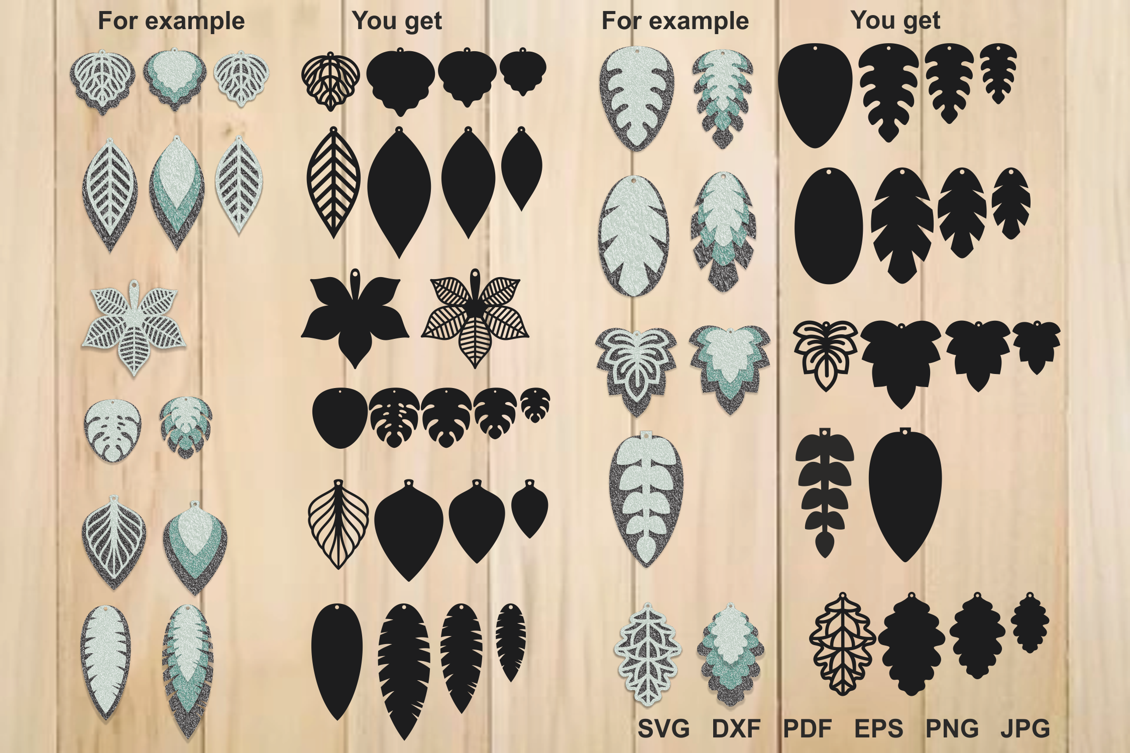 Download Leaf Earrings SVG, Earrings SVG, Pendant Template, Cut Files