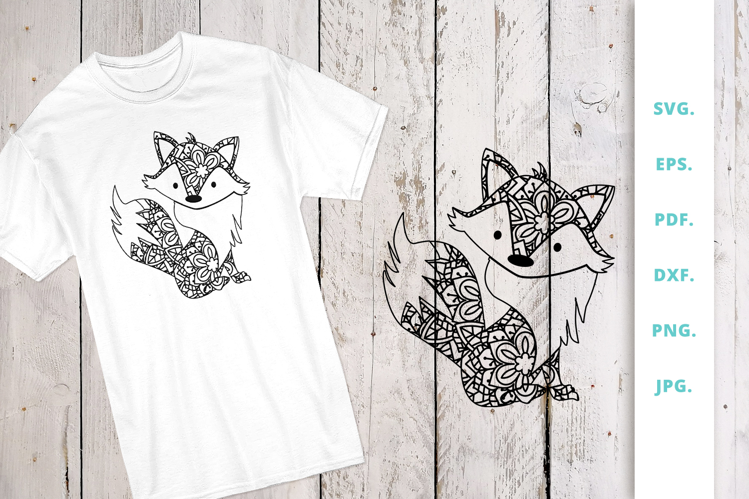 Download Mandala Cute Fox Svg file, Cut File v3