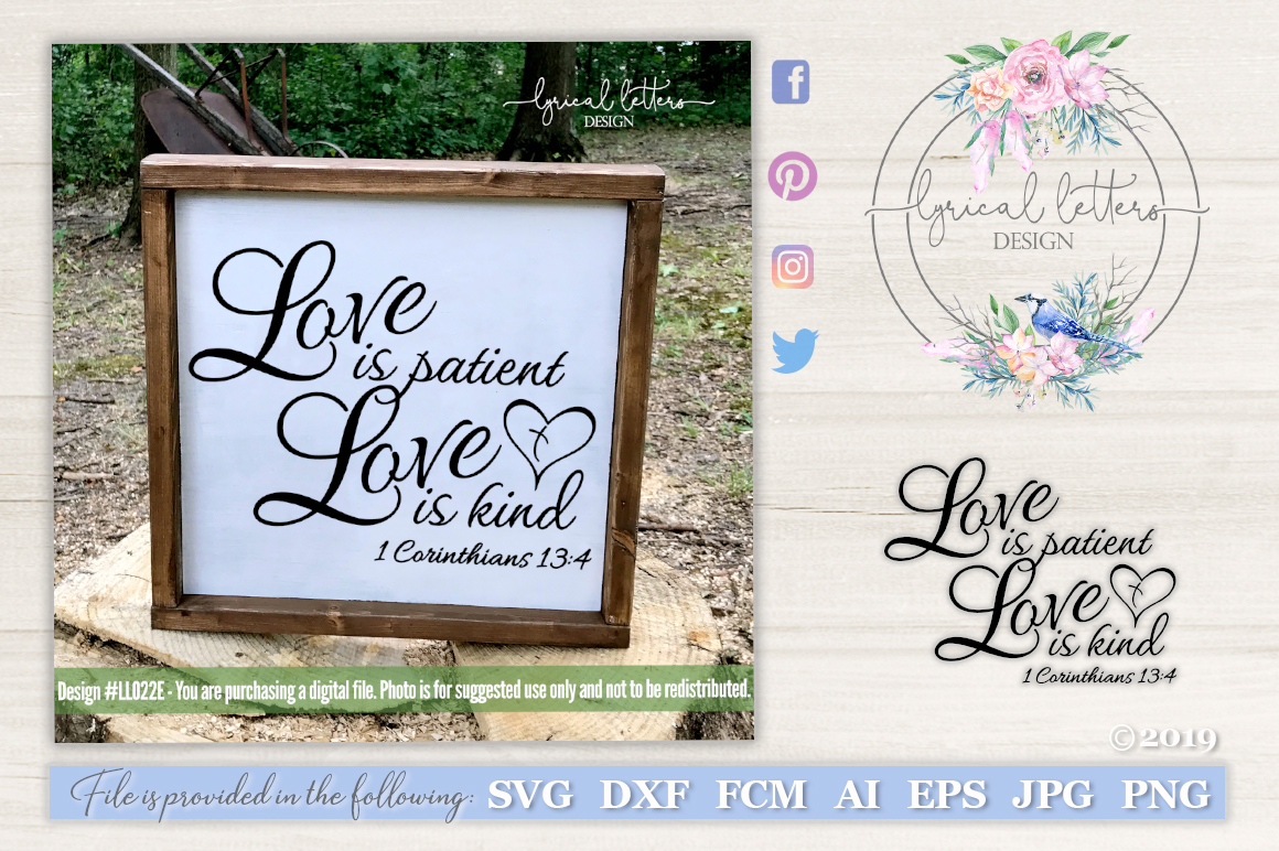 Download Love Is Patient Love is Kind 1 Corinthians 13 SVG DXF ...