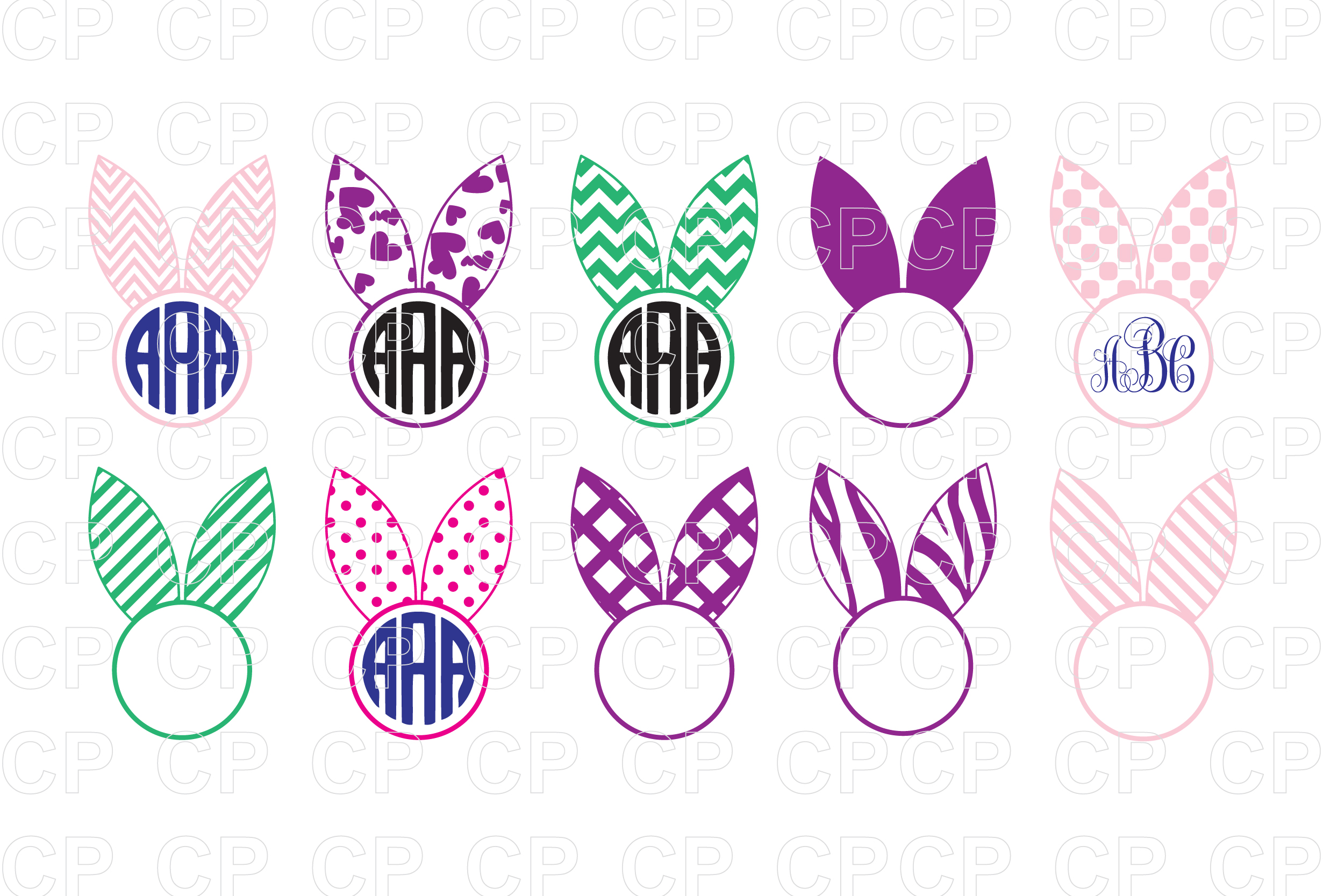 Easter Bunny Ears Bundle SVG Cut Files, Bunny SVG (99029 ...