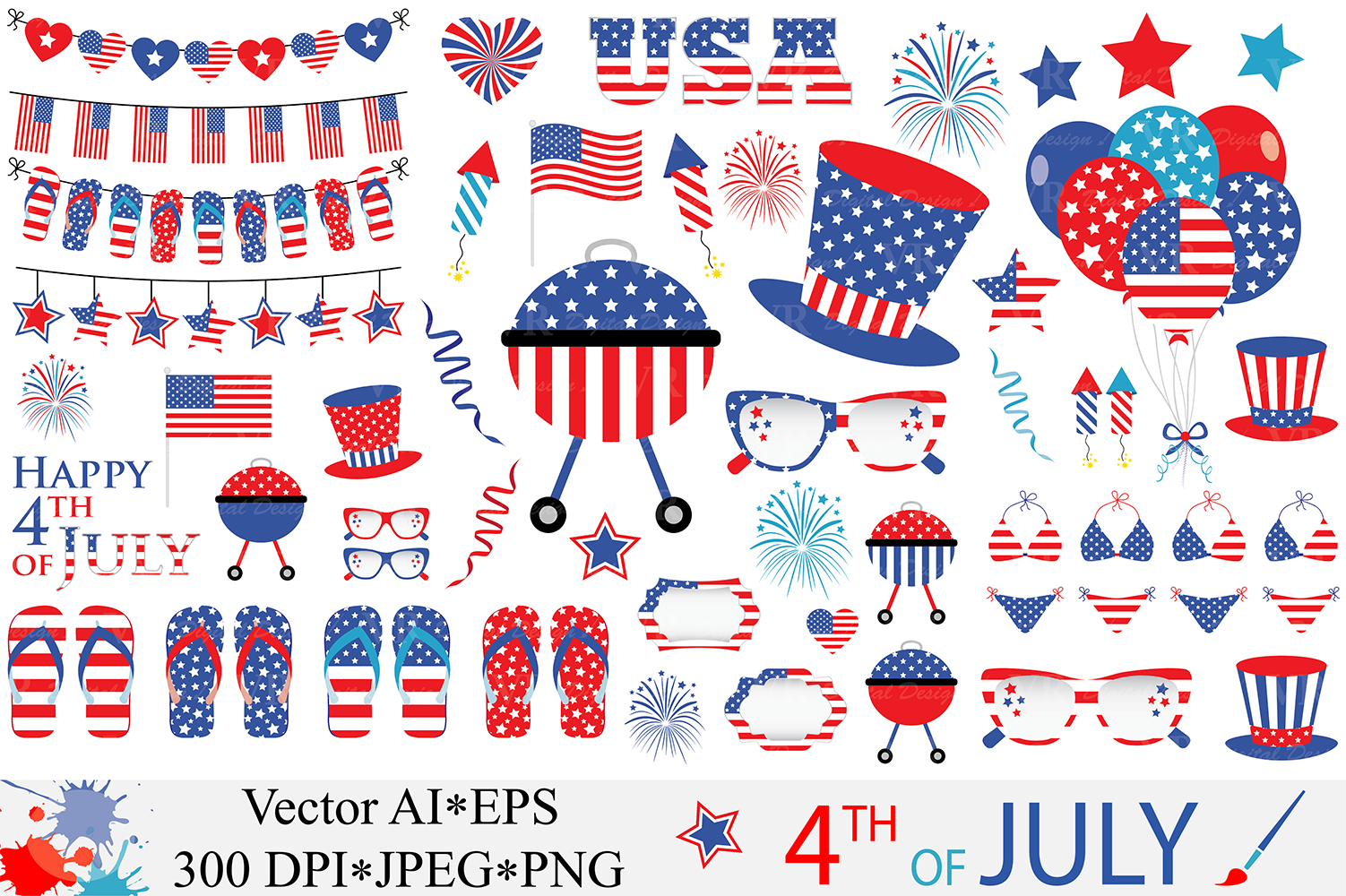 4th Of July Clipart Usa Patriotic Vector Graphics Independence Day