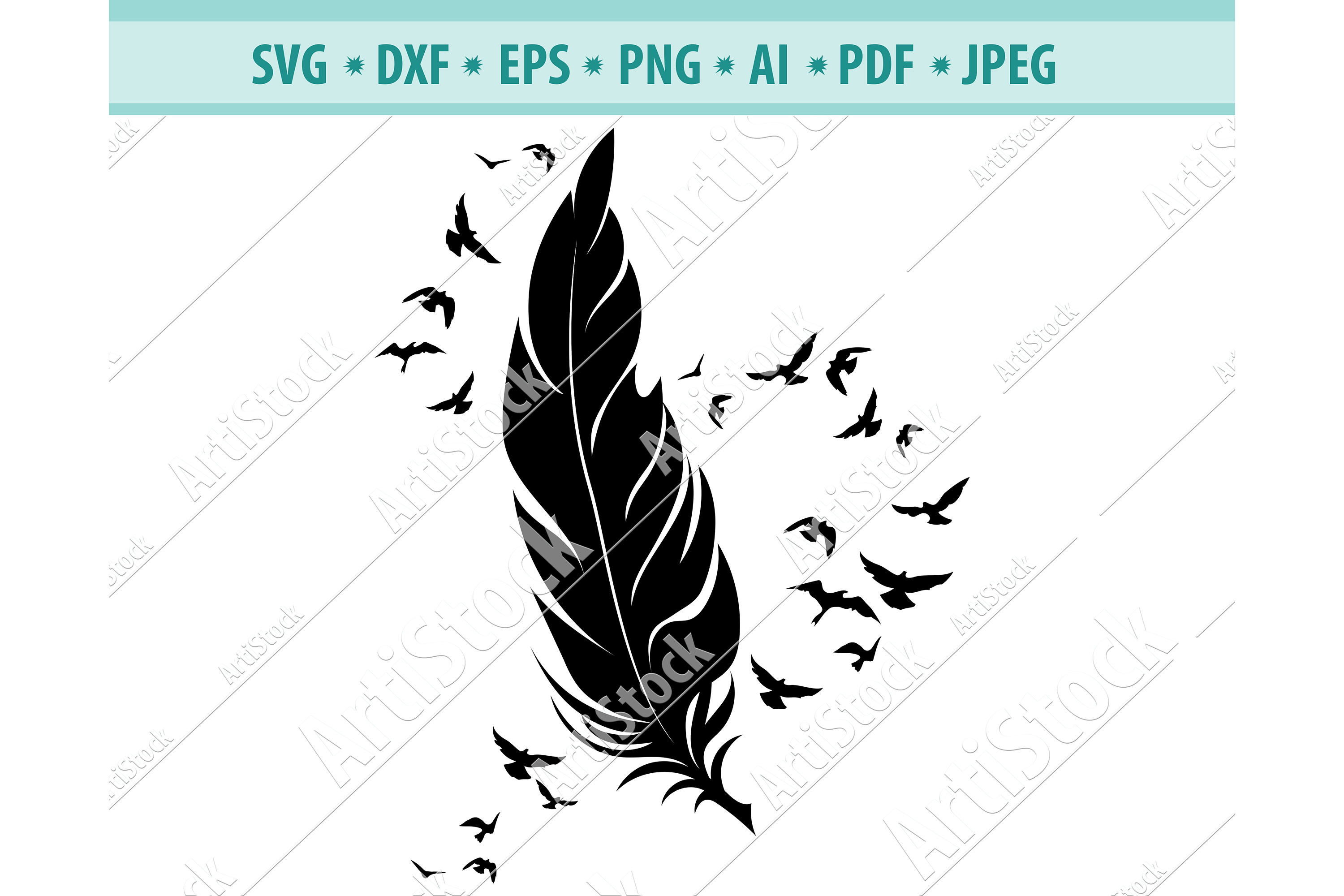 Feather to Birds Svg, Doves feathers Svg, Gift Dxf, Png, Eps