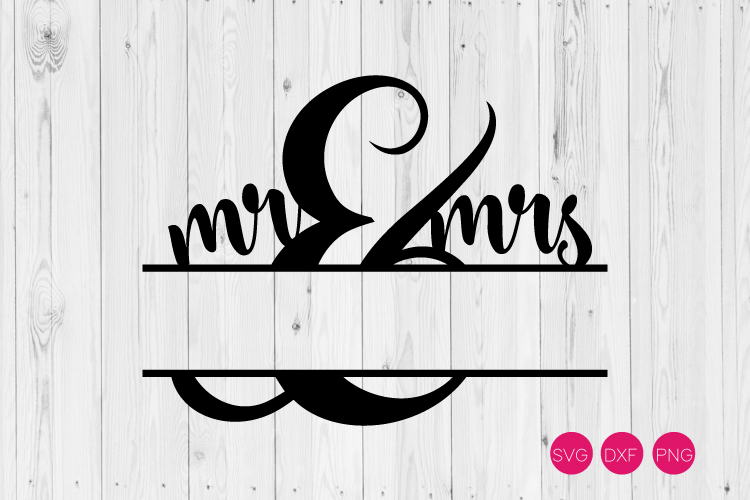 Download Mr & Mrs Split Monogram Frame SVG, DXF, PNG Cut File