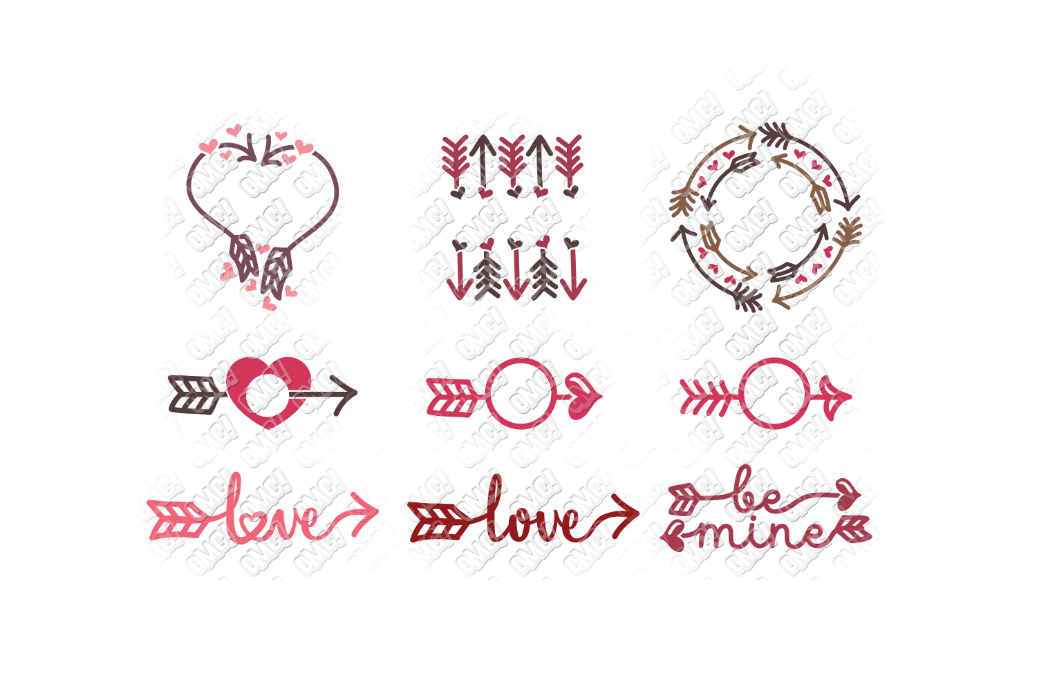 Download Valentine Arrow SVG Bundle Monogram SVG, DXF, PNG, EPS ...